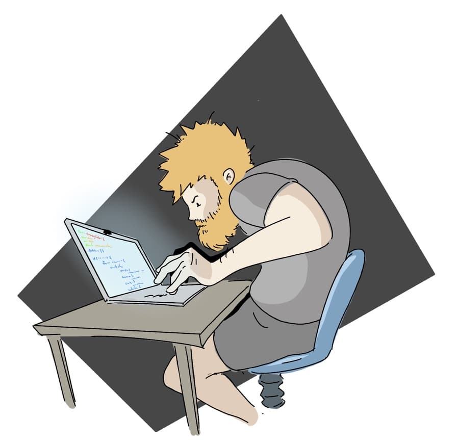 Illustration of the Drawmor creator working on a tablet