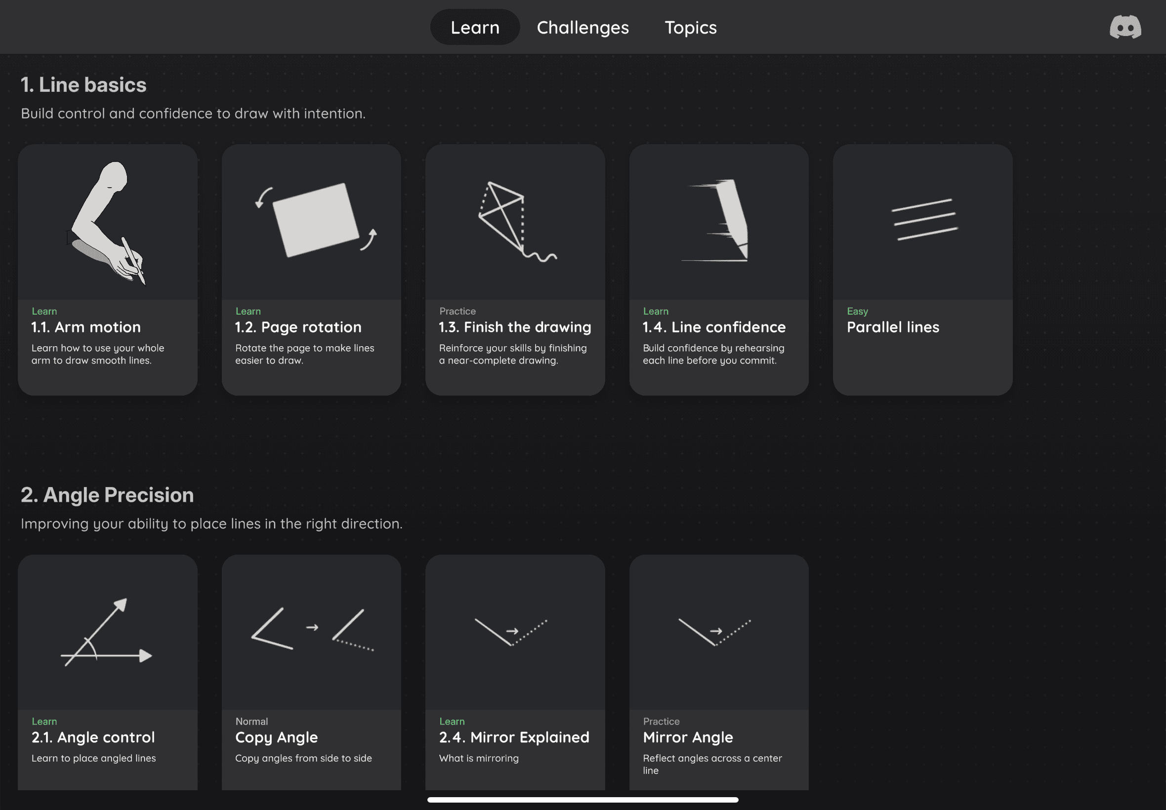Drawmor lesson menu screen