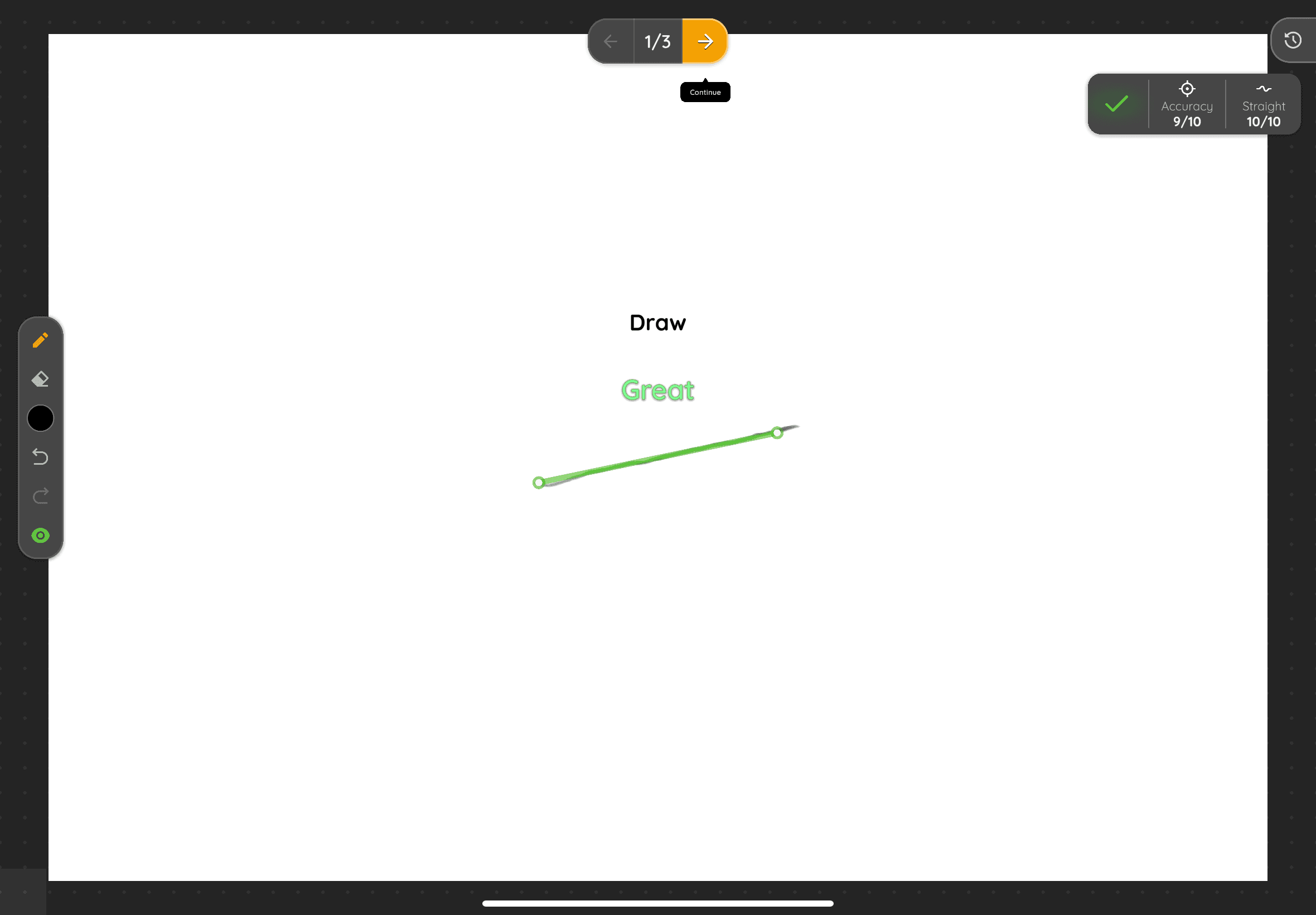 Drawmor line exercise with Apple Pencil feedback